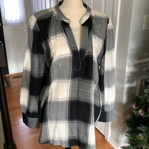 🌟LOFT METALLIC DETAIL PLAID BLOUSE🌟